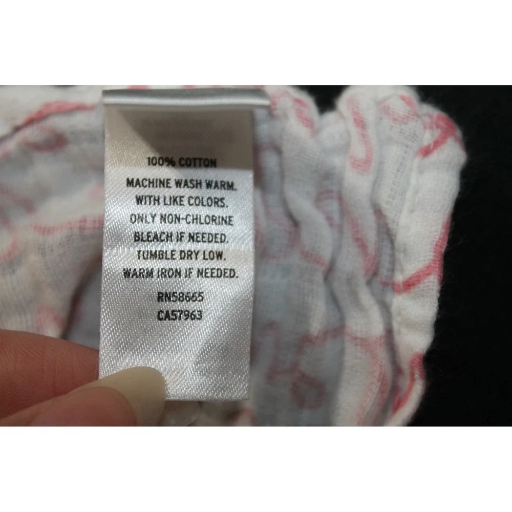 Nordstrom Baby Muslin Swaddle Blanket Love Script Pink White 100% Cotton 45x45